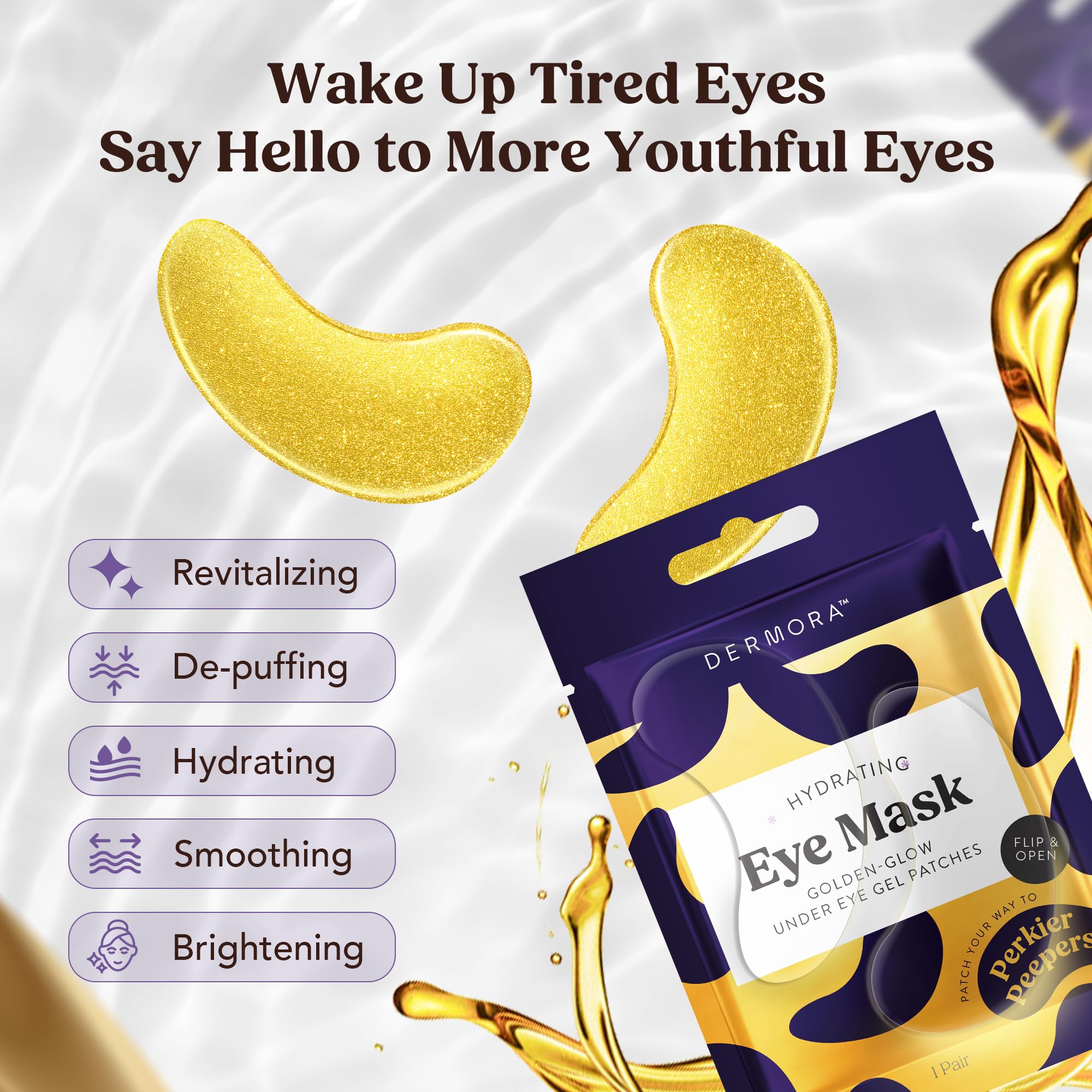 Patch applied under the eye for refreshing effect.