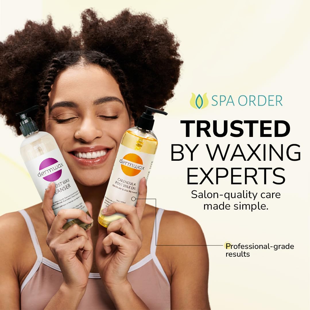 Dermwax hands applying kit during at-home or professional waxing session