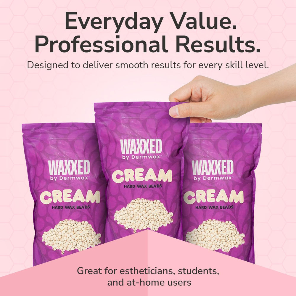 Dermwax WAXXED wax lifts away cleanly in one piece with no strips.