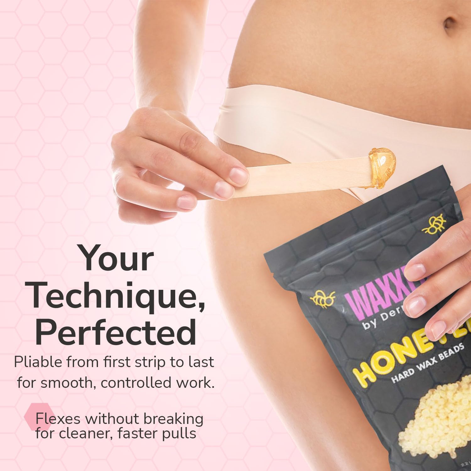 Dermwax Waxxed Honeyed Hard Wax Beads clean removal with minimal residue