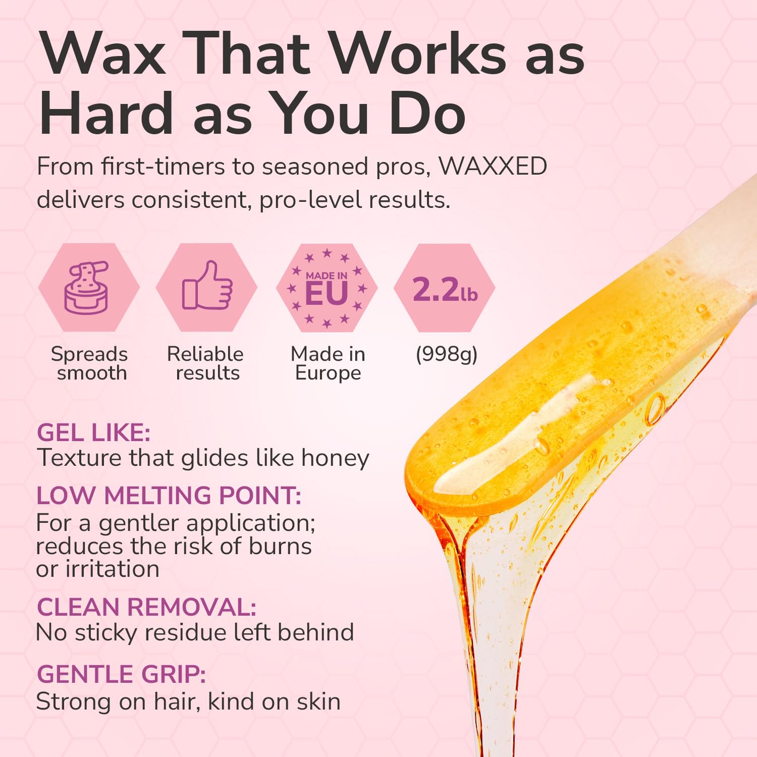 Dermwax Waxxed Honeyed Hard Wax Beads melting fast at low temp for efficient sessions