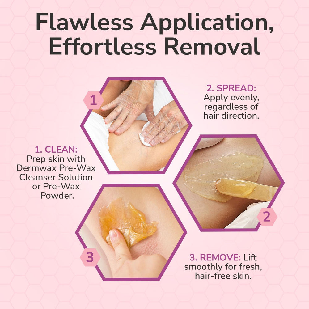 Dermwax Waxxed Honeyed Hard Wax Beads with a smooth gel texture for easy application