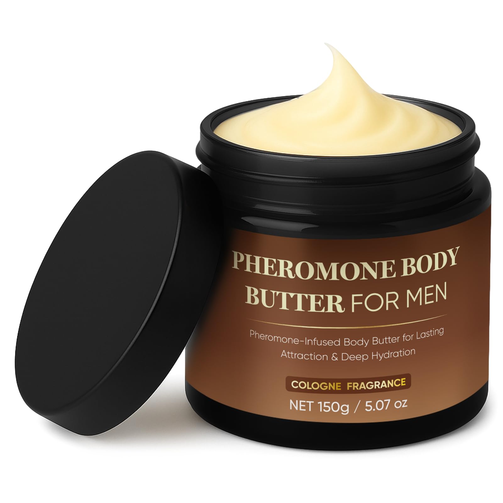 Derperzi pheromone body butter jar delivers deep hydration with a refined masculine scent.