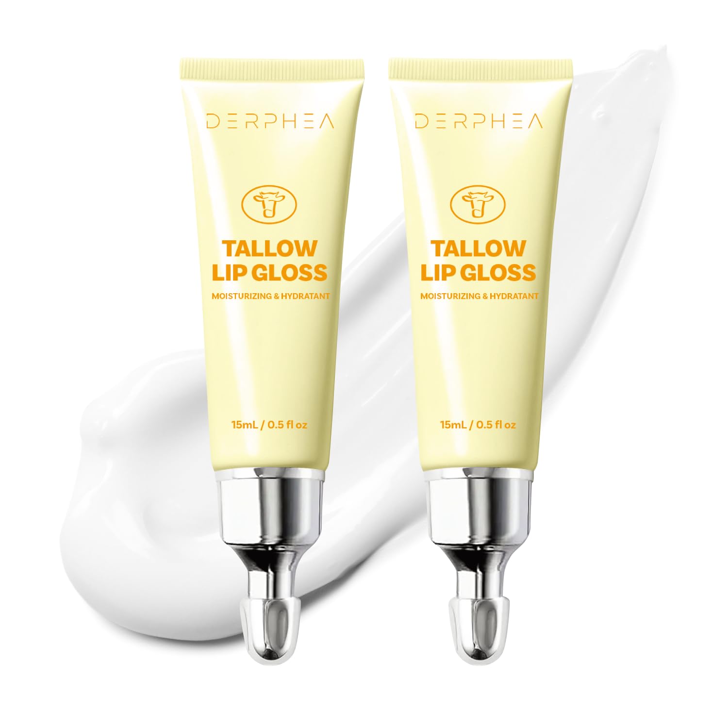 DERPHEA bálsamo labial de sebo de res orgánico, envase doble de 15 ml, hidratación prolongada.