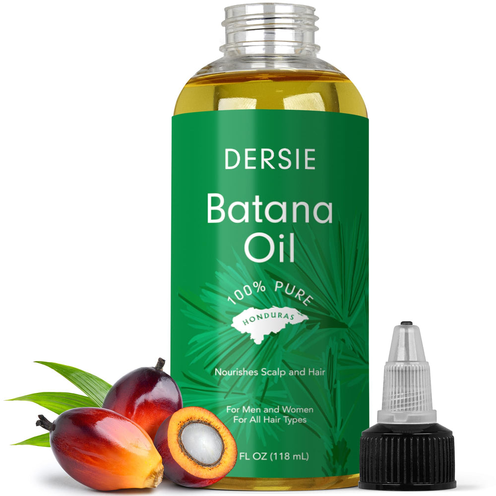 Dersie Batana Oil bottle pour highlights lightweight texture for daily scalp care.
