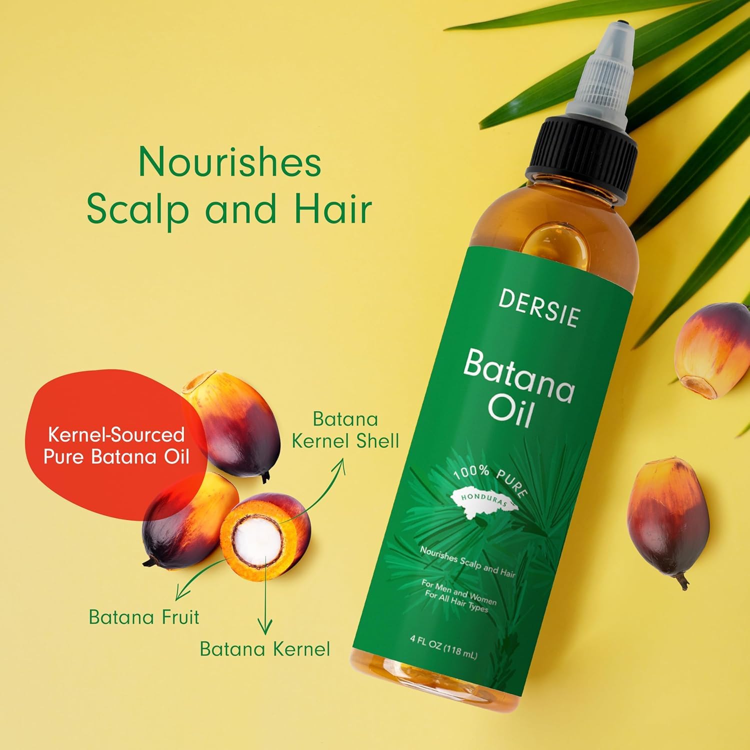 Dersie Batana Oil texture close-up highlighting creamy hydration for scalp care.