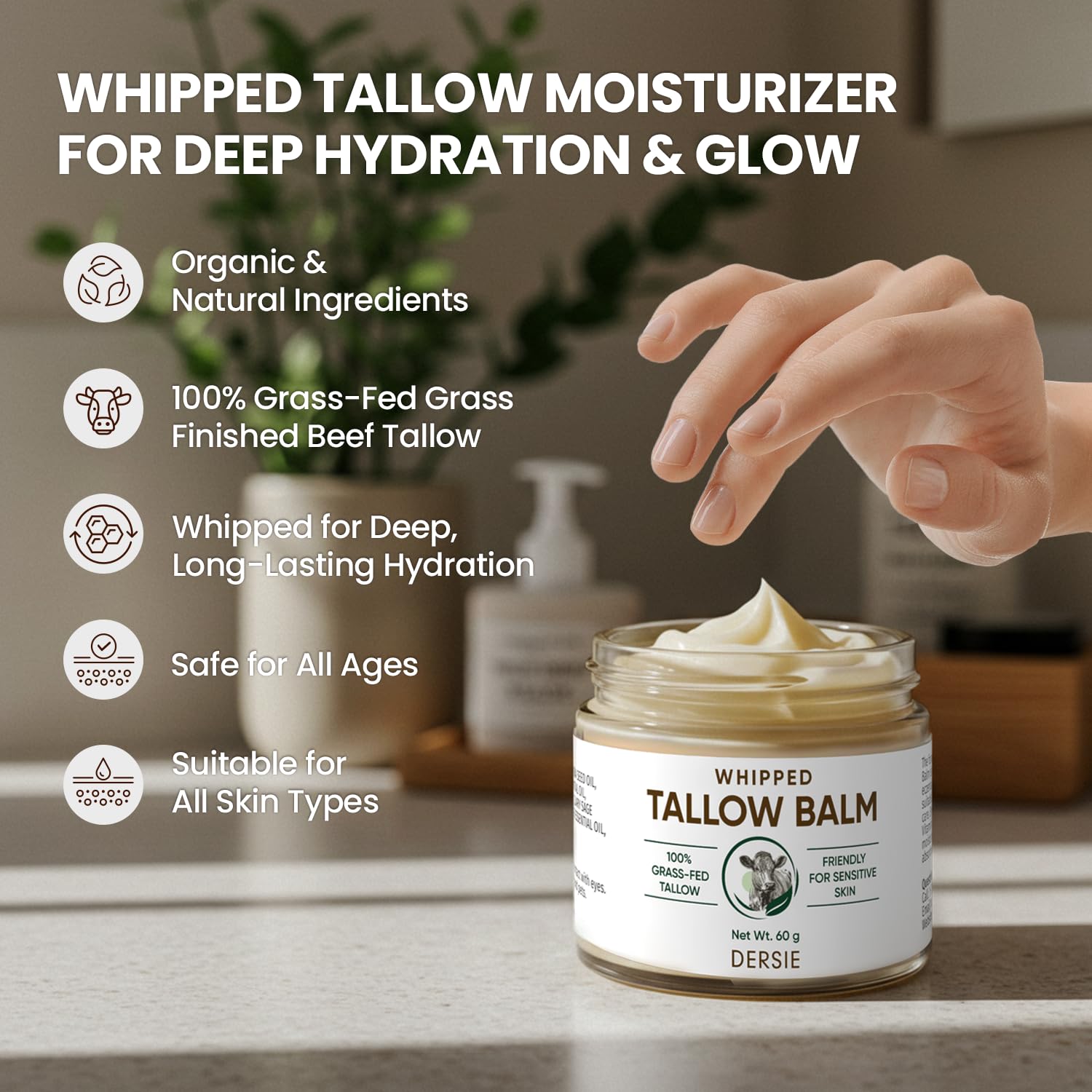 Dersie crema de sebo de vaca batida: para rostro y cuerpo diario.
