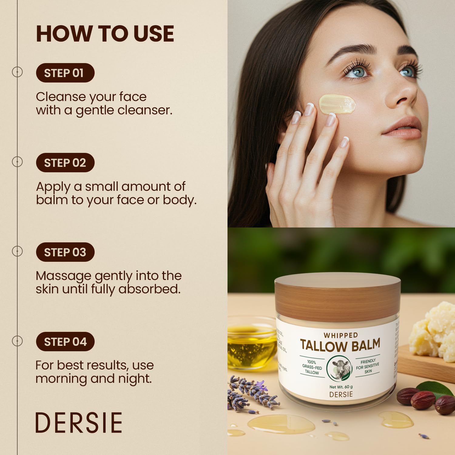 Dersie crema de sebo de vaca batida: uso familiar seguro para toda la familia.
