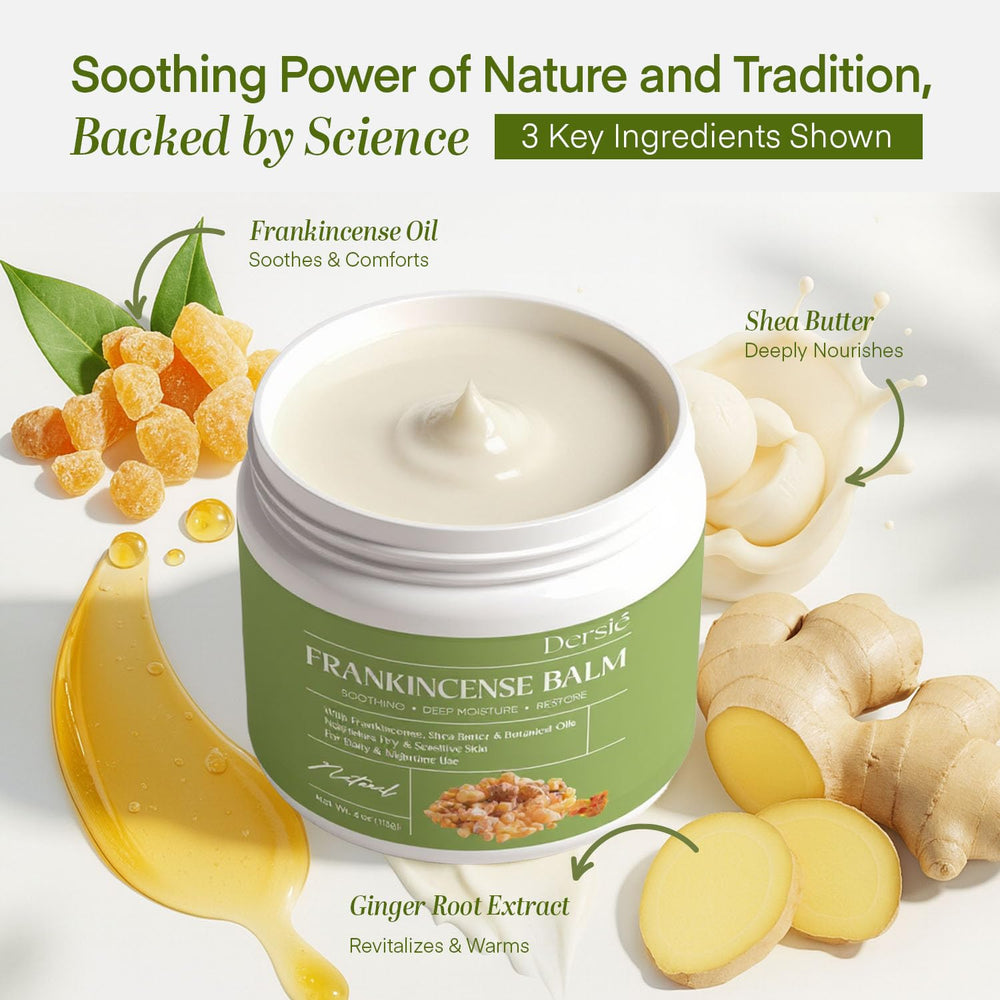 Dersie Frankincense Balm clean formula indicates paraben-free and cruelty-free care