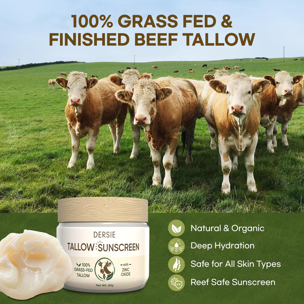 Texture of Dersie beef tallow-based balm shows rich, nourishing consistency.