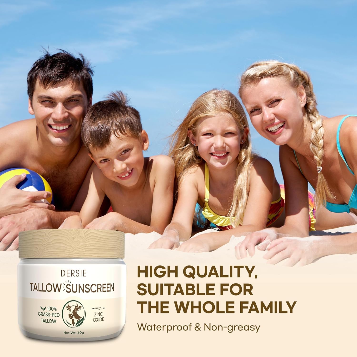 Dersie sunscreen leaves no white residue on skin after application.