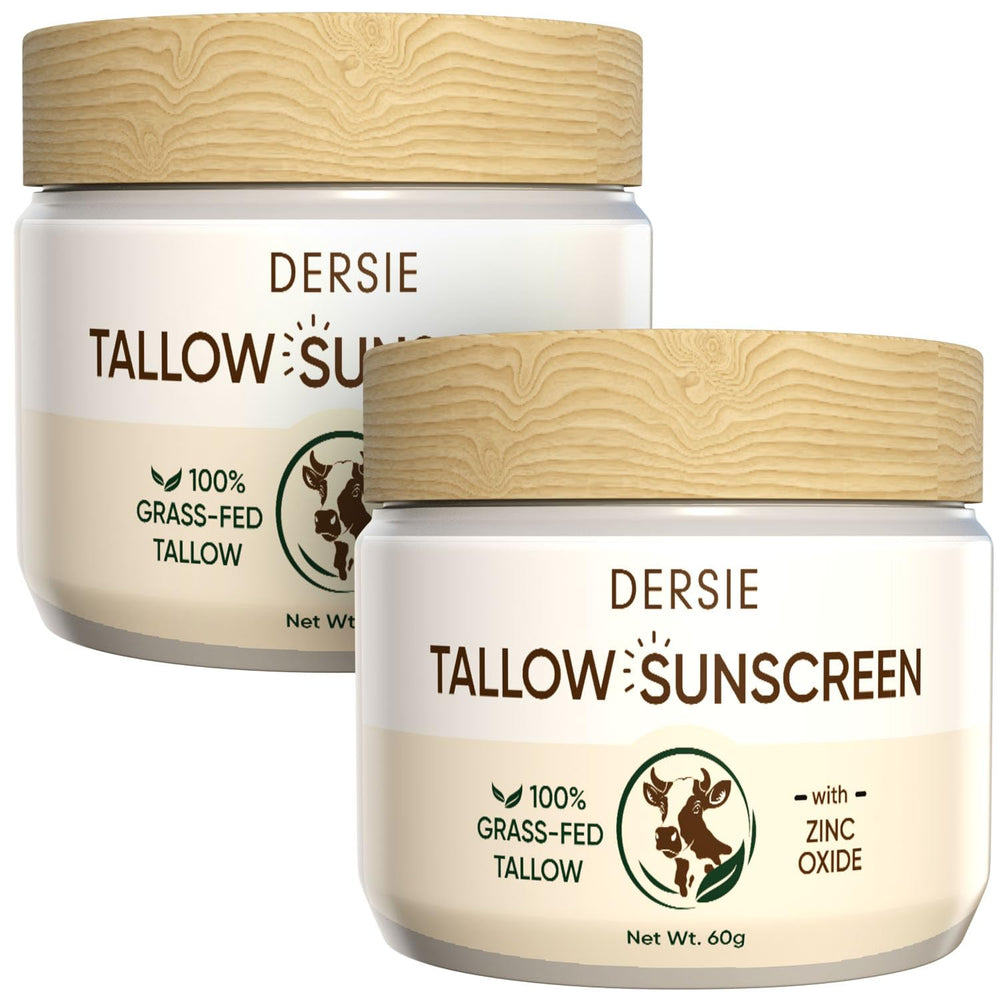 Dersie sunscreen pack with grass-fed tallow—family-friendly sun protection in use.