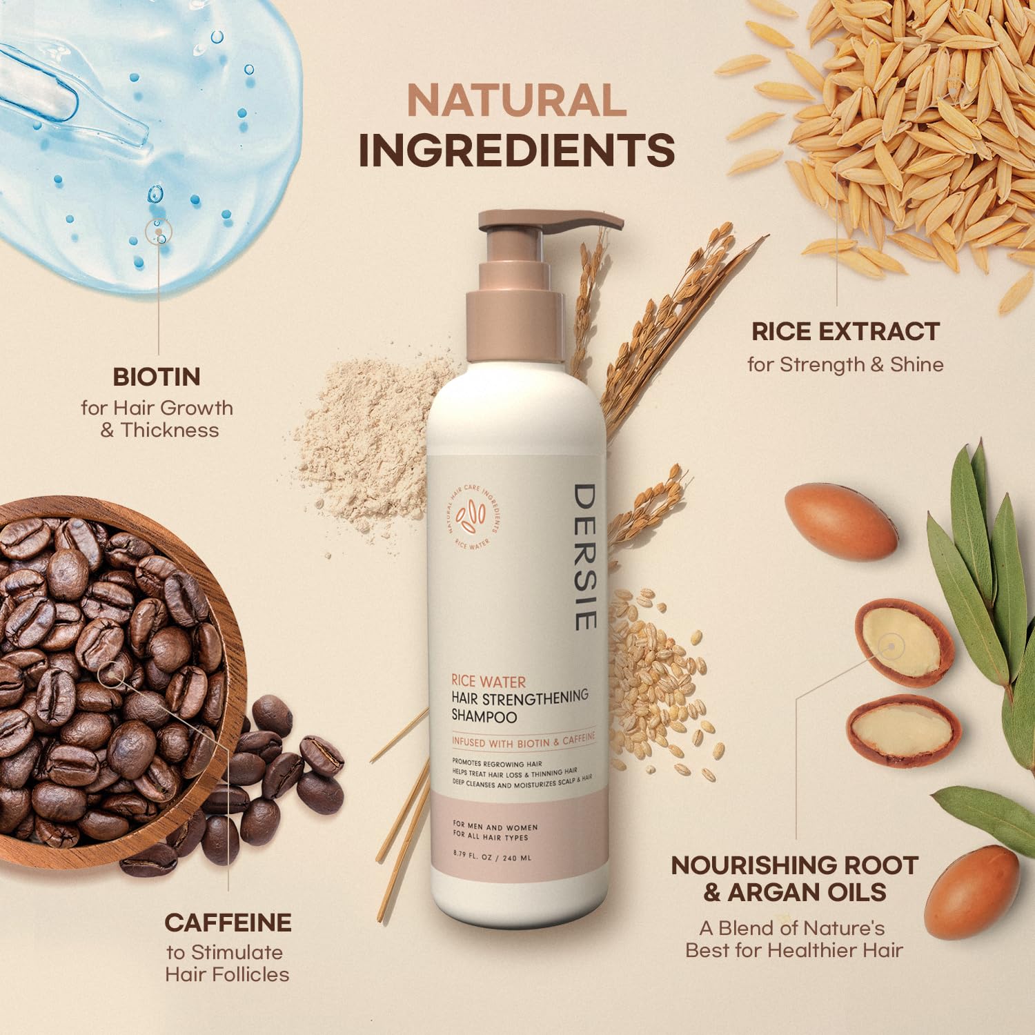 Dersie shampoo lather closeup showing gentle cleansing for all hair types.
