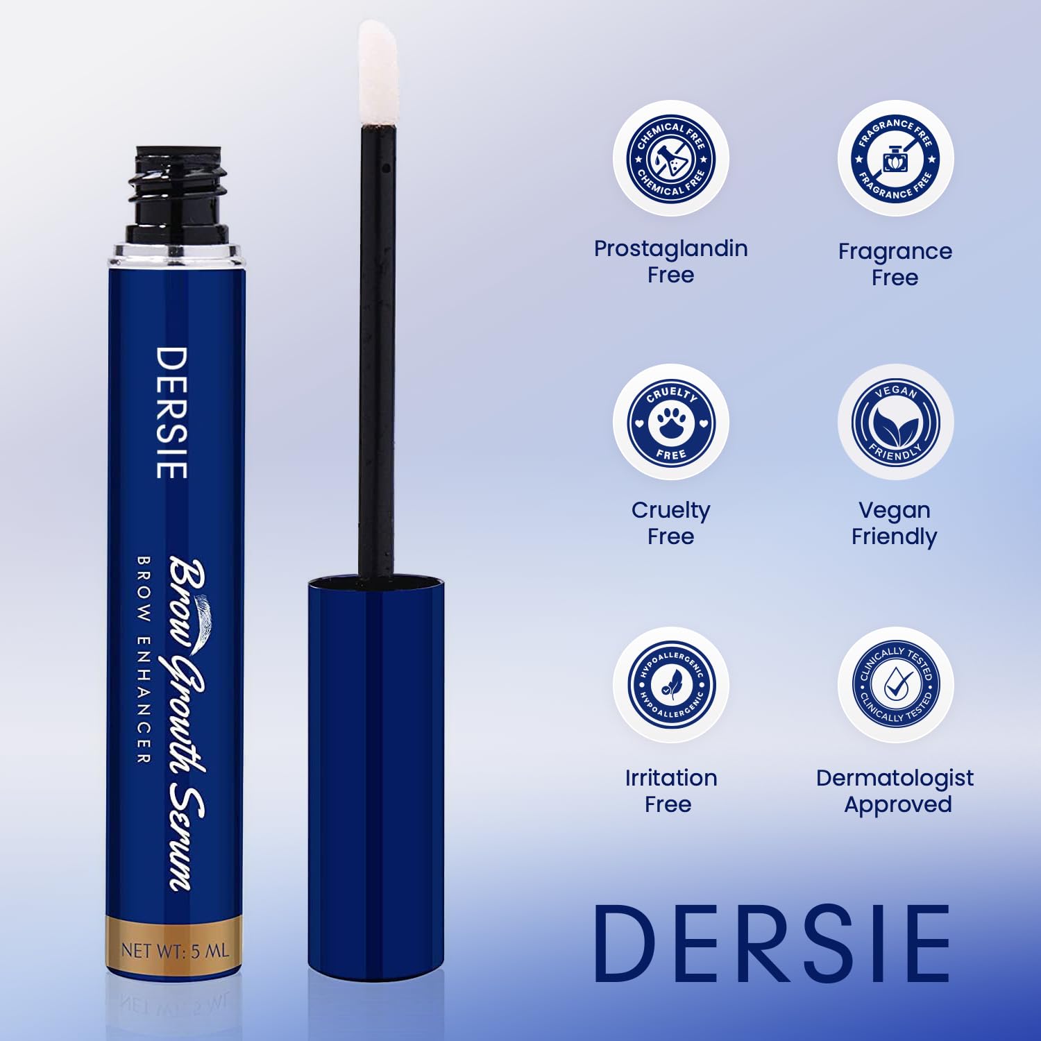 Dersie suero crecimiento de cejas; ingredientes de péptidos, biotina y arginina