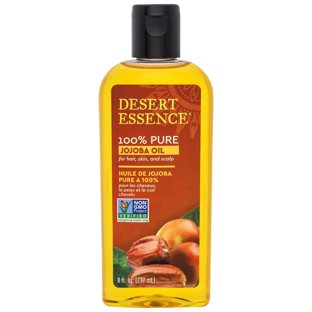 Desert Essence Aceite de Jojoba puro, frasco 8 onzas, hidratación natural sin grasa