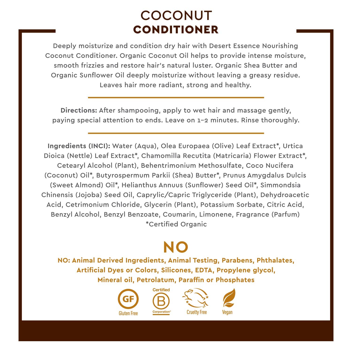 Desert Essence Acondicionador Coco, nutrición con aceite de coco