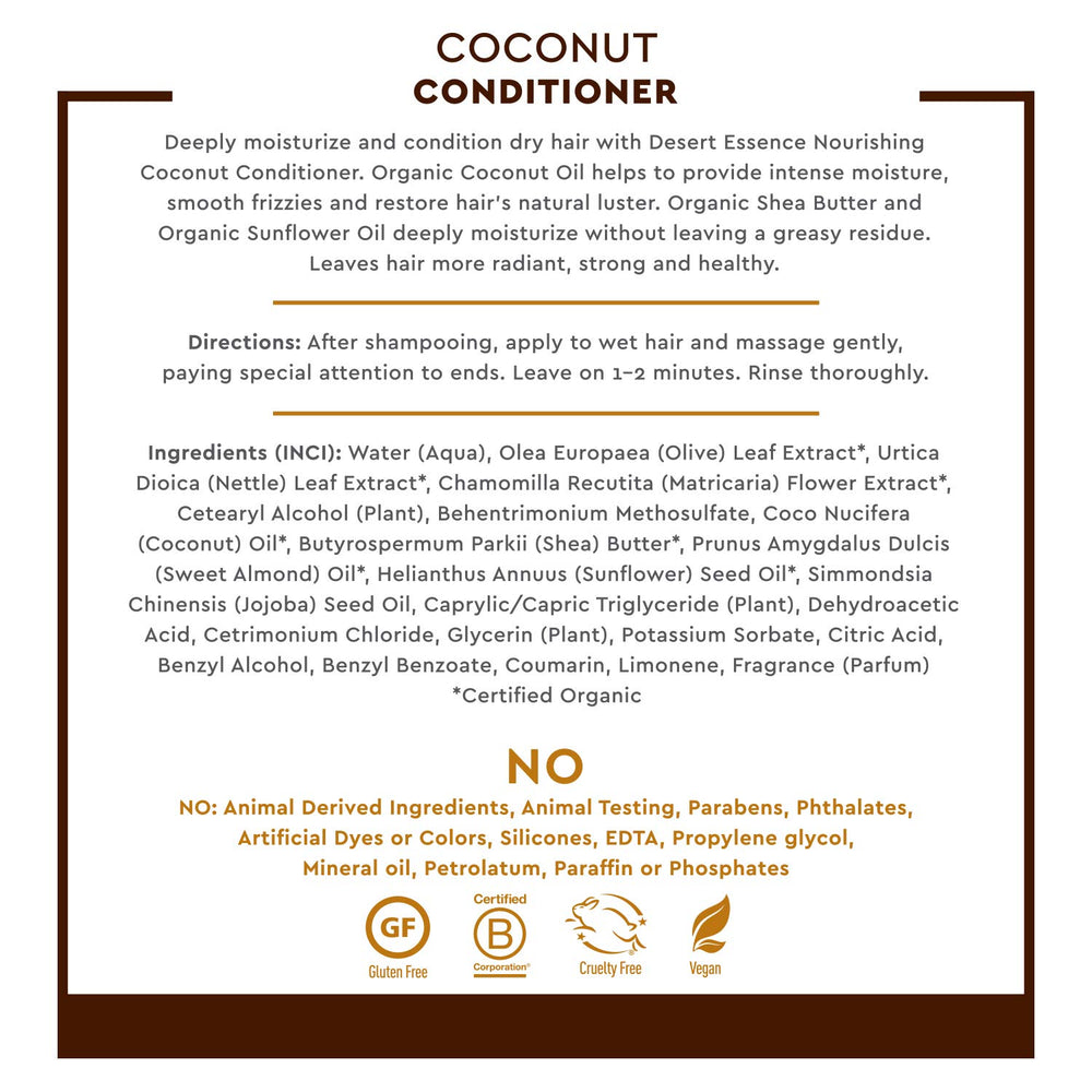 Desert Essence Acondicionador Coco, nutrición con aceite de coco
