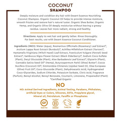 Desert Essence Champú Coco con aceite de cáñamo orgánico nutre cabello