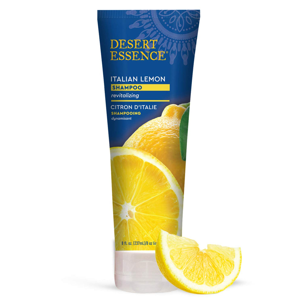 Desert Essence Champú Limon Italiano en botella para cabello limpio y manejable.
