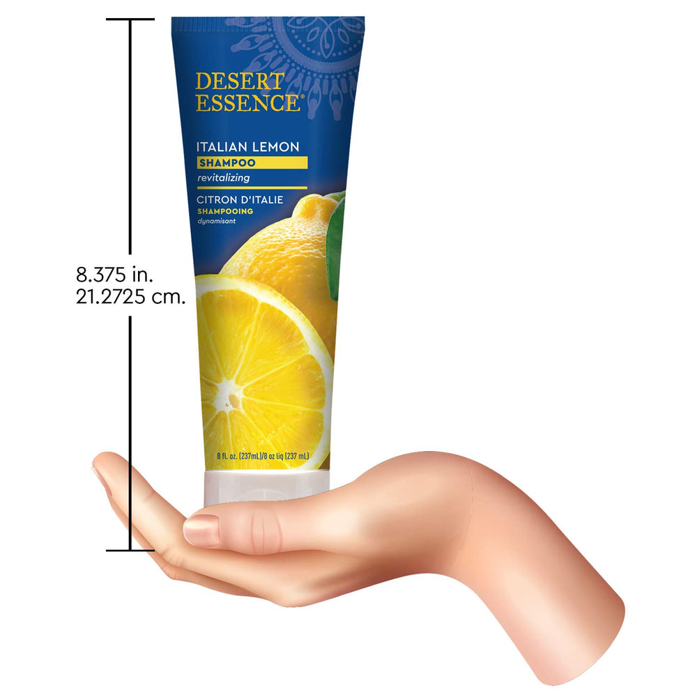 Desert Essence Champú Limon Italiano, cabello limpio y manejable tras lavado.