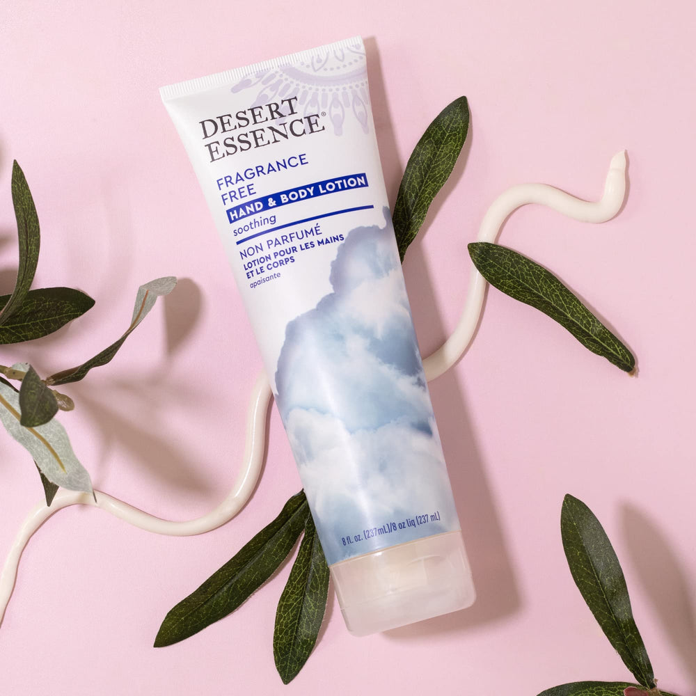 Desert Essence loción con aloe vera orgánica para hidratación suave.