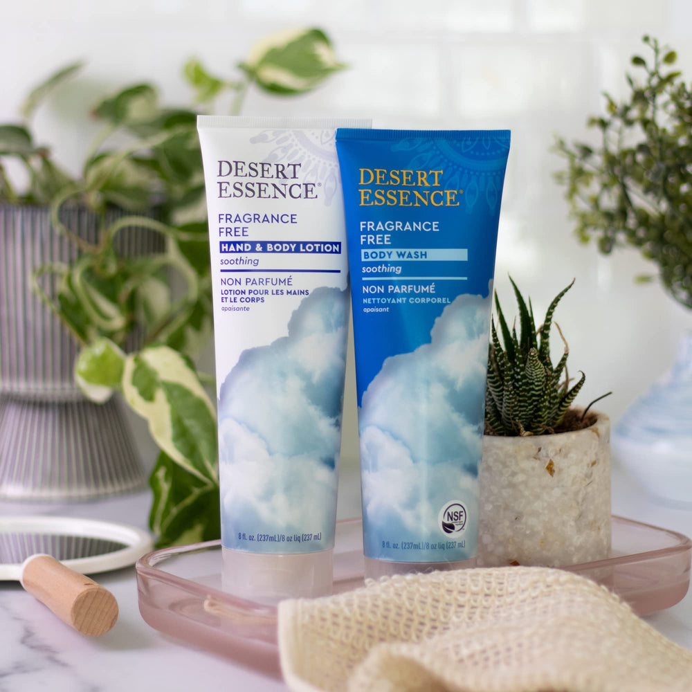 Uso diario con Desert Essence, loción suave para piel irritada.