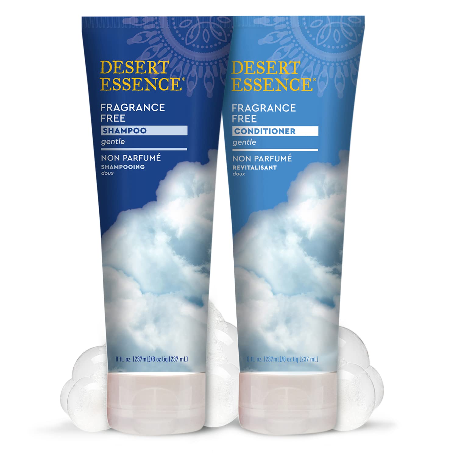 Desert Essence Shampoo sin fragancia: envase sostenible certificado NSF Organic