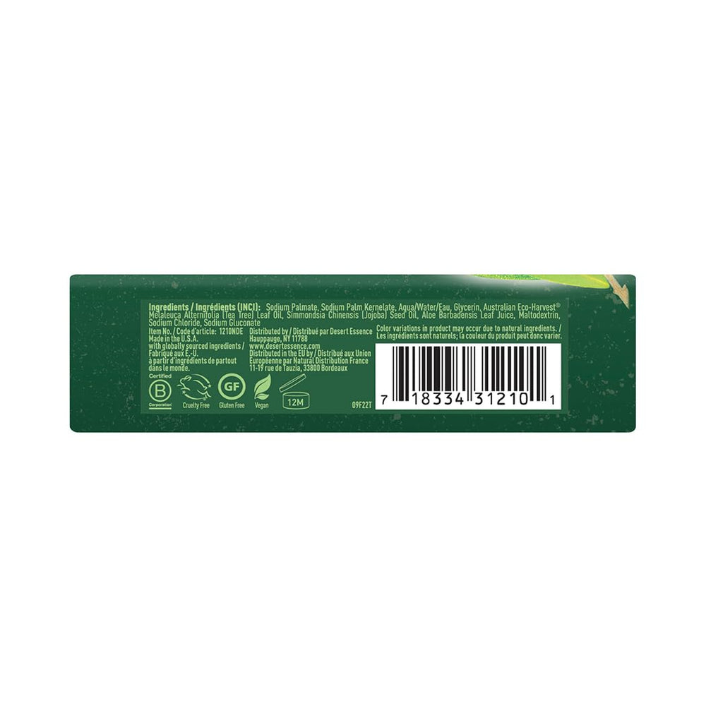 Desert Essence Tea Tree Therapy Cleansing Soap Bar tea tree oil droplets for scent