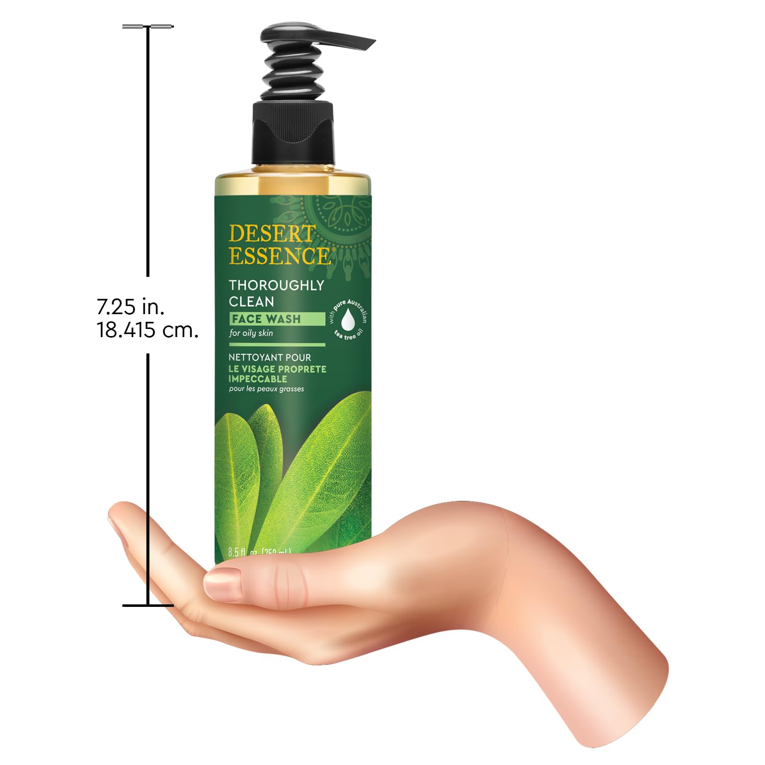 Desert Essence fórmula vegana y cruelty-free en envase.