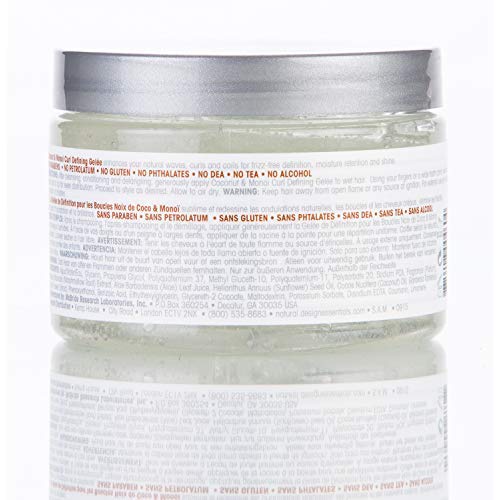 Design Essentials gel applied to wet hair for smooth, defined styling.