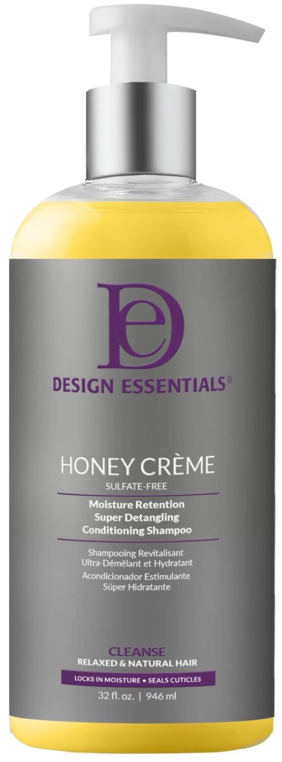 Design Essentials Honey Creme bottle pours moisture to ease detangling.