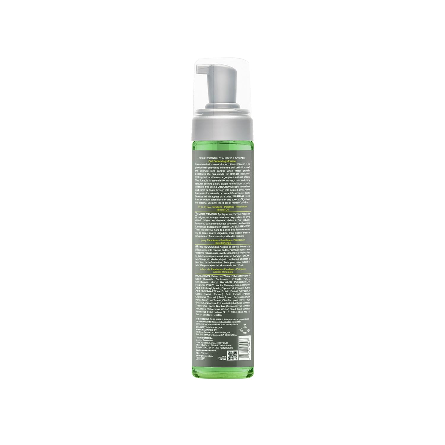 Design Essentials olive oil and Vitamin B close-up highlighting moisture and elasticity benefits