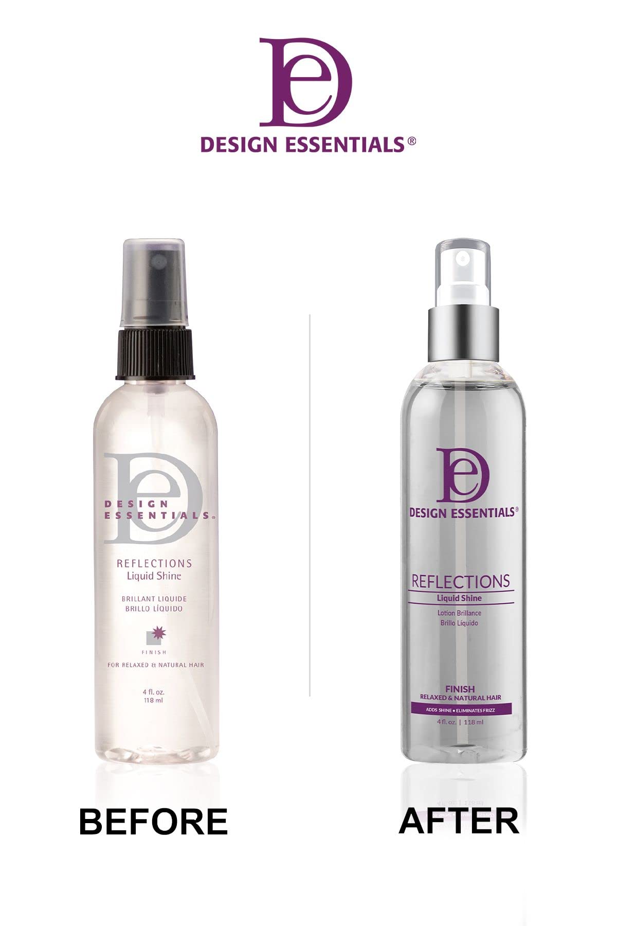 Design Essentials Reflections Liquid Shine: brillo luminoso y protección térmica durante el peinado