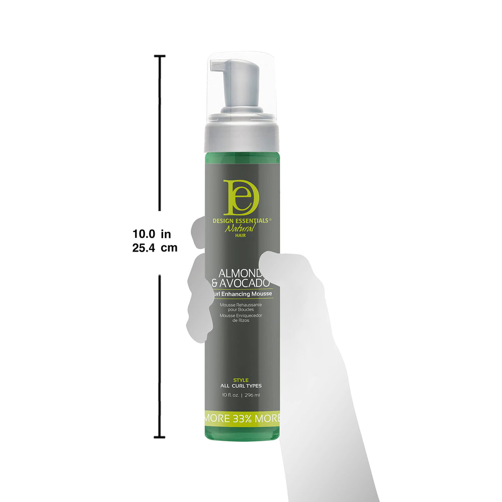 Design Essentials vanity scene with curly hair suggesting soft-pliable hold for daily styling