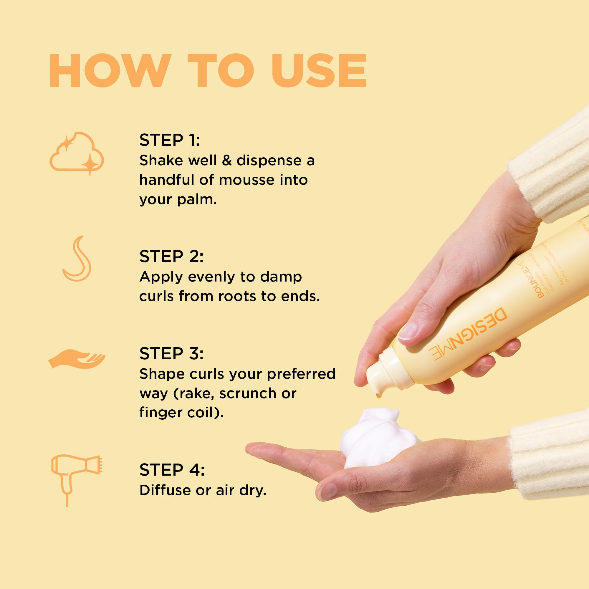 Design.Me BOUNCE.ME Curl Mousse frizz-control scene in humid weather for calm curls.