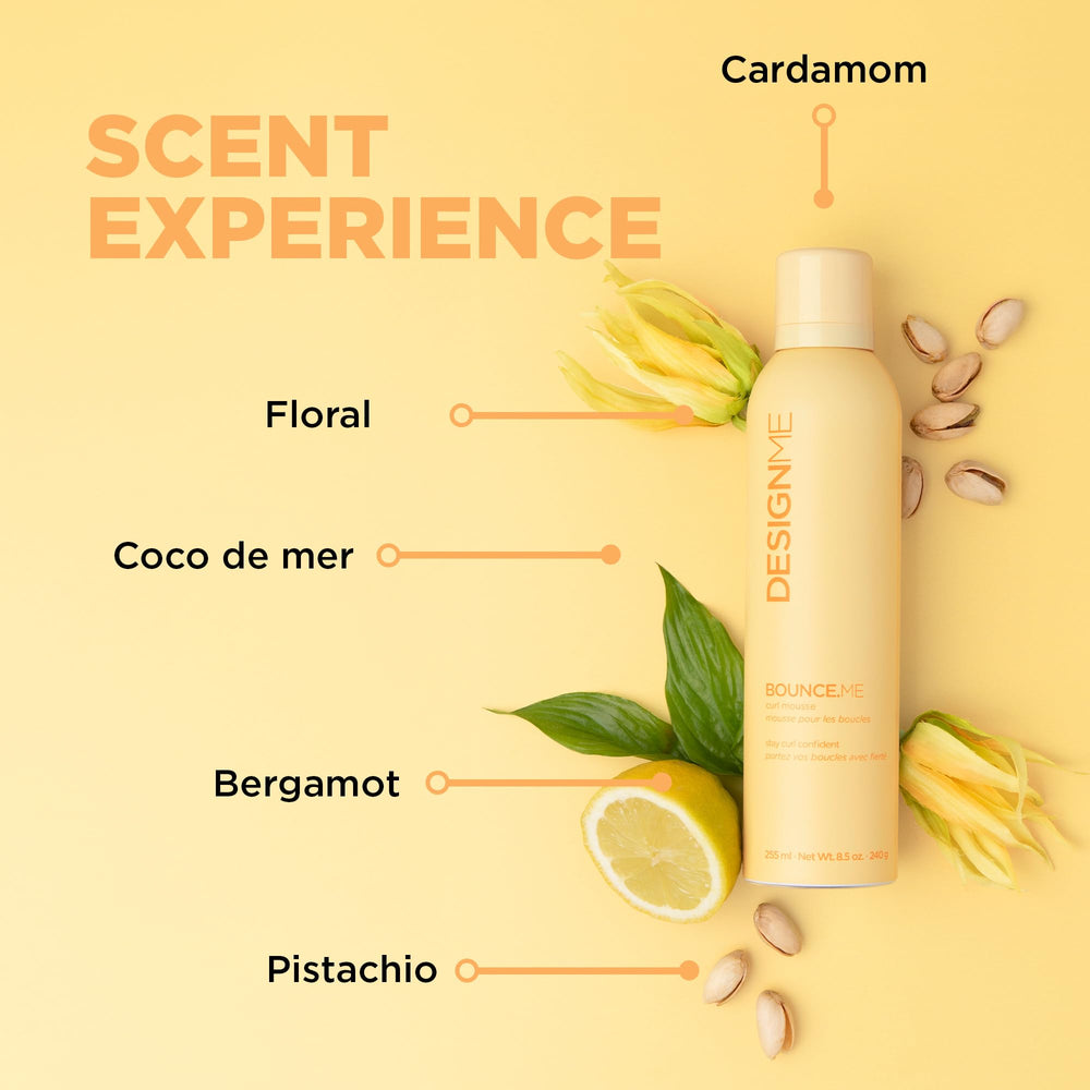Design.Me BOUNCE.ME Curl Mousse model with defined waves showcasing natural bounce.