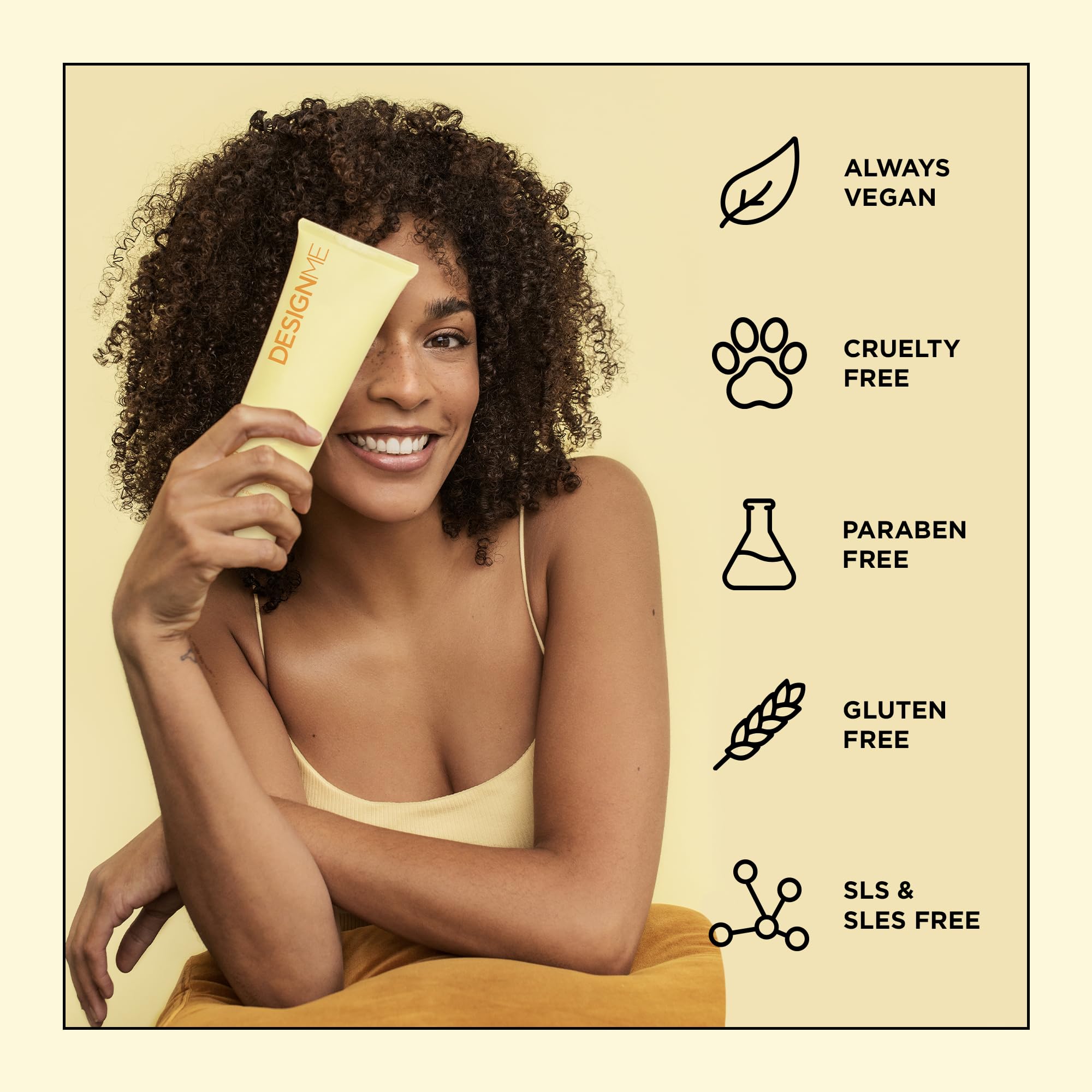 Design.Me BOUNCE.ME Curl Mousse bottle features sunflower seed extract for hydration.
