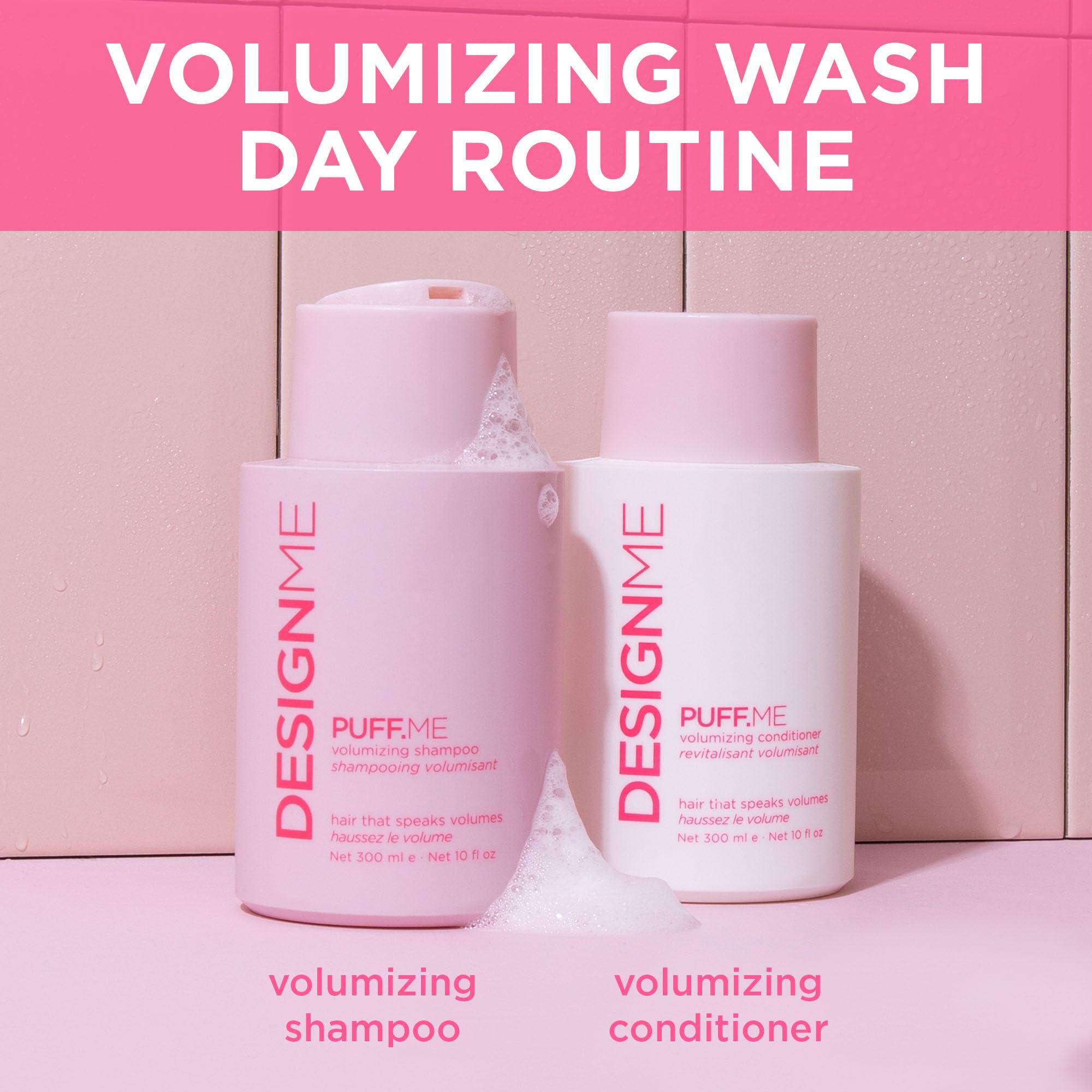 Fine hair lifted by Puff.ME volumizing conditioner for body.