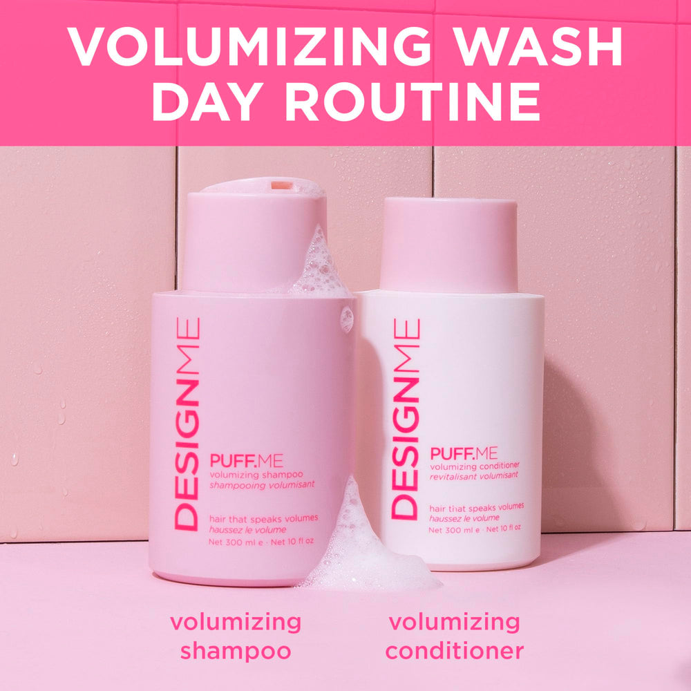 Fine hair lifted by Puff.ME volumizing conditioner for body.