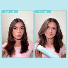 Design.Me QUICKIE.ME Dry Shampoo spray application demonstrates quick root refresh.