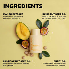 Design.Me Bounce.ME Shampoo close-up with kukui nut seed oil for hydration.