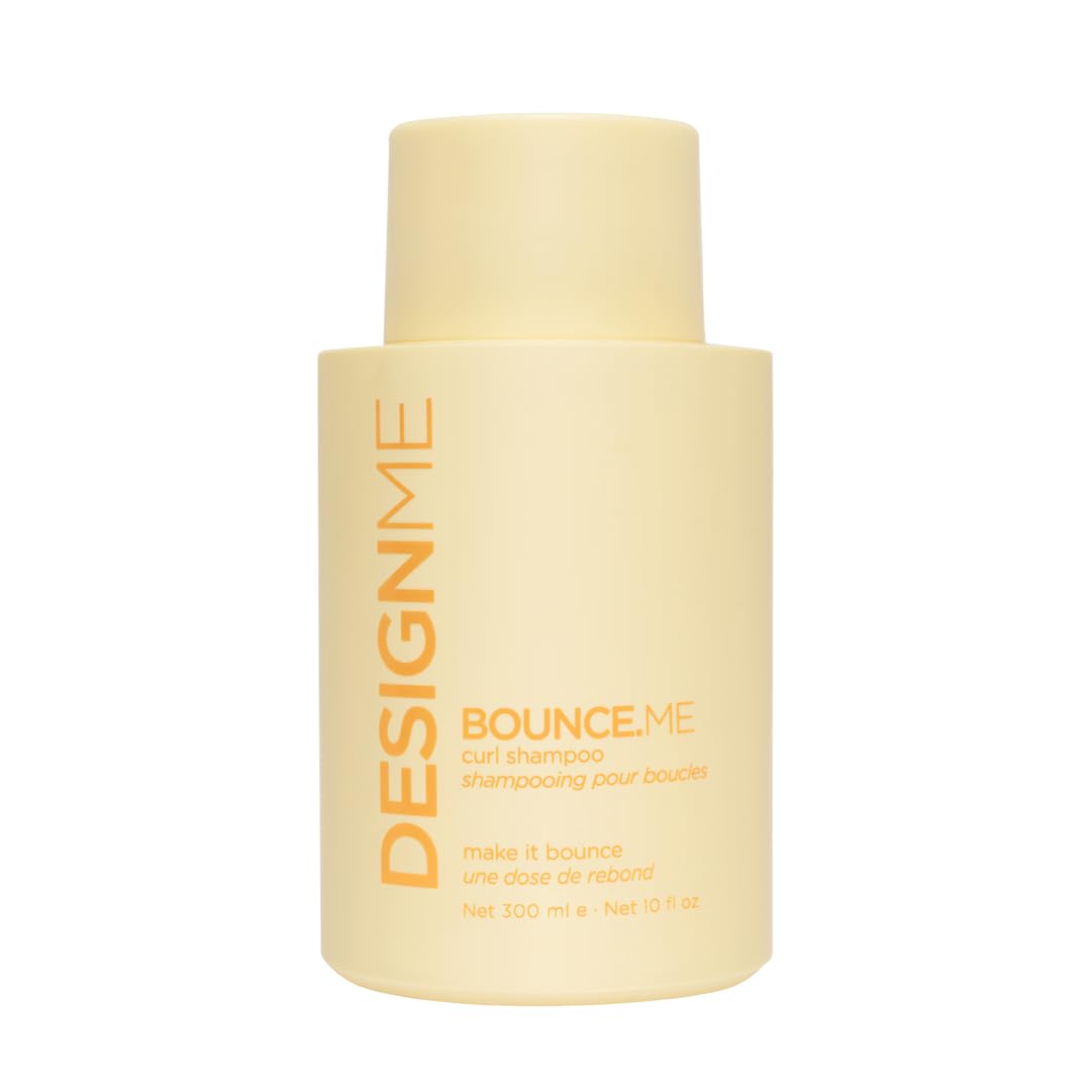 Design.Me Bounce.ME Shampoo bottle highlighting curl-definition for defined curls.