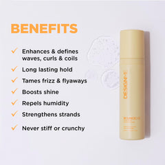 BOUNCE.ME spray application on curls shows even distribution and renewal.