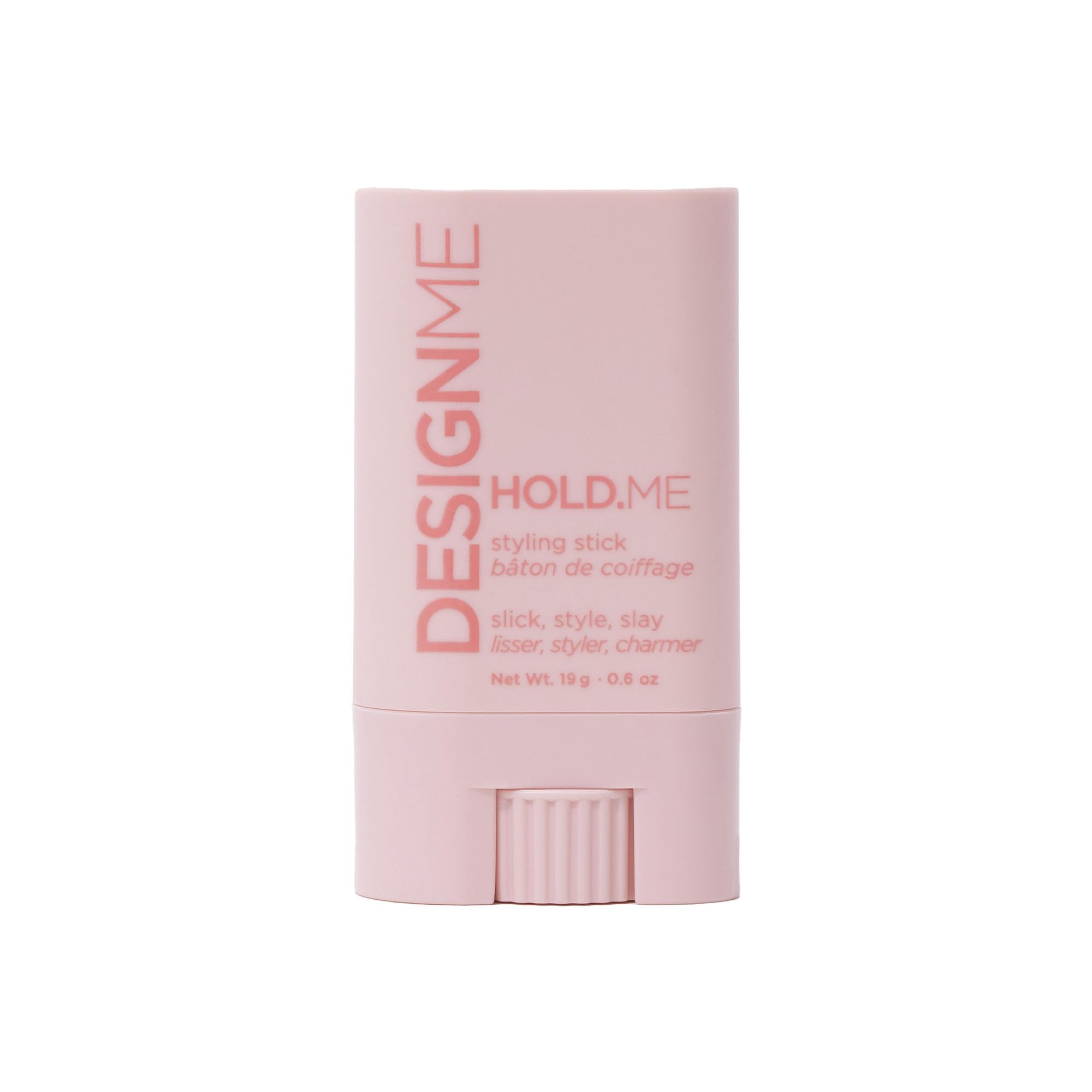 Design.Me HOLD.ME styling stick packaging shown for compact on-the-go styling