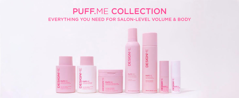 Design.Me PUFF.ME vegan cruelty-free badge supports ethical hair care.