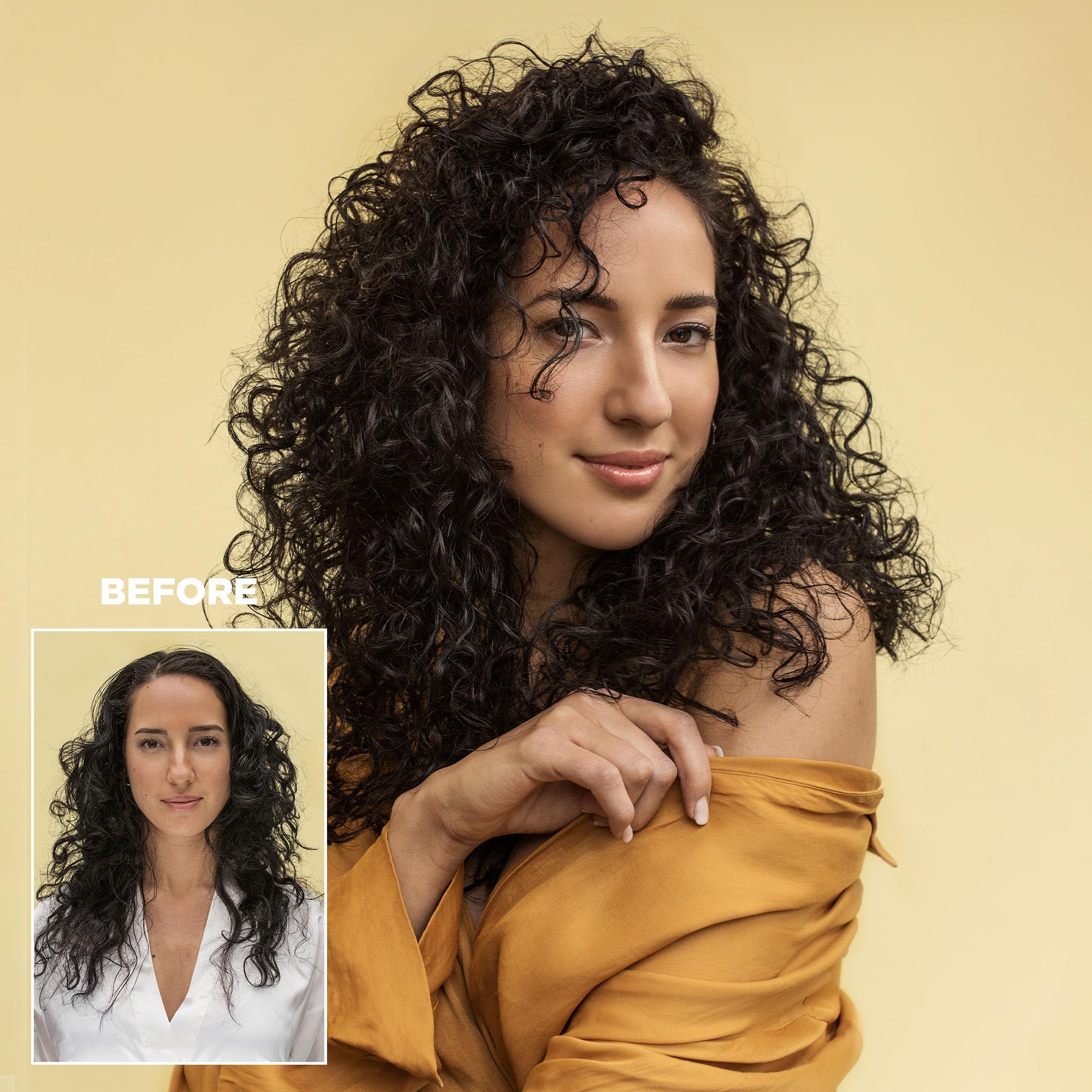 Design.Me BOUNCE.ME curl cream swatch shows defined, non-crunch waves.
