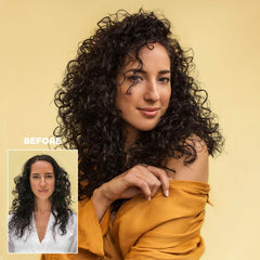 Design.Me BOUNCE.ME curl cream swatch shows defined, non-crunch waves.