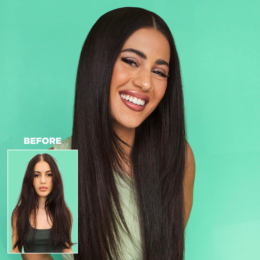 Design.Me GLOSS.ME bottle hints nourishing hydration for color-treated hair.
