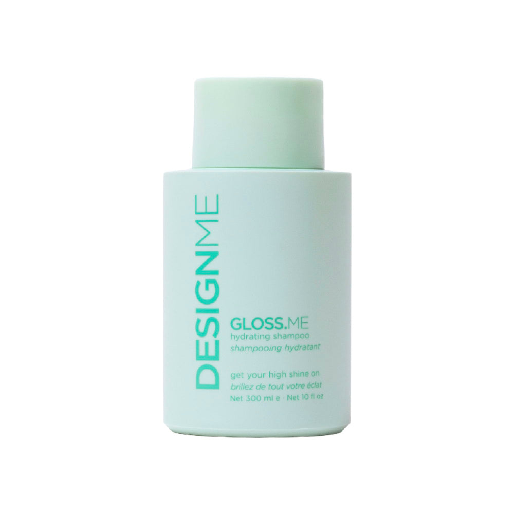 Design.Me GLOSS.ME hydrating shampoo bottle suitable for all hair types.