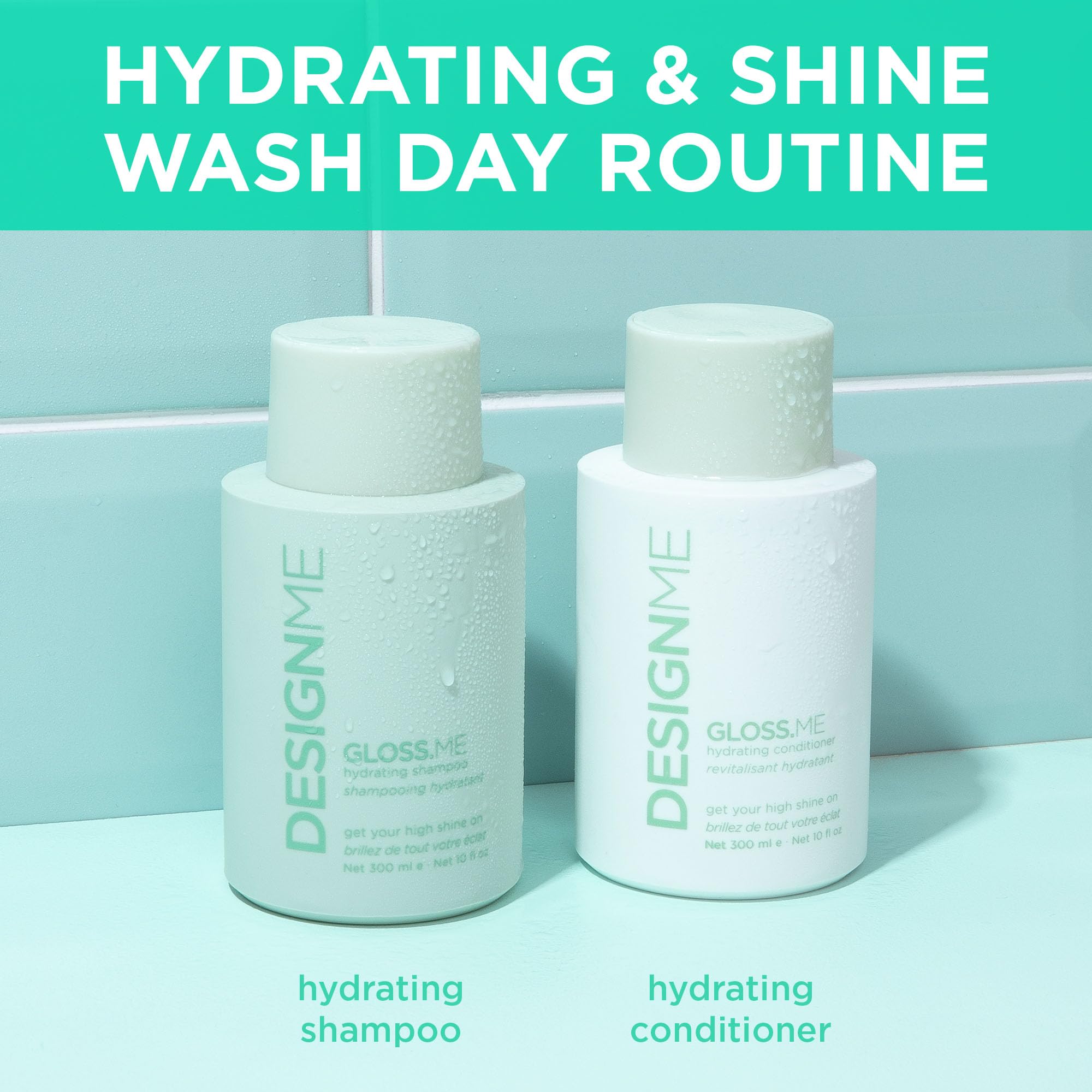 Design.Me GLOSS.ME bottle communicates color-safe sulfate-free care.
